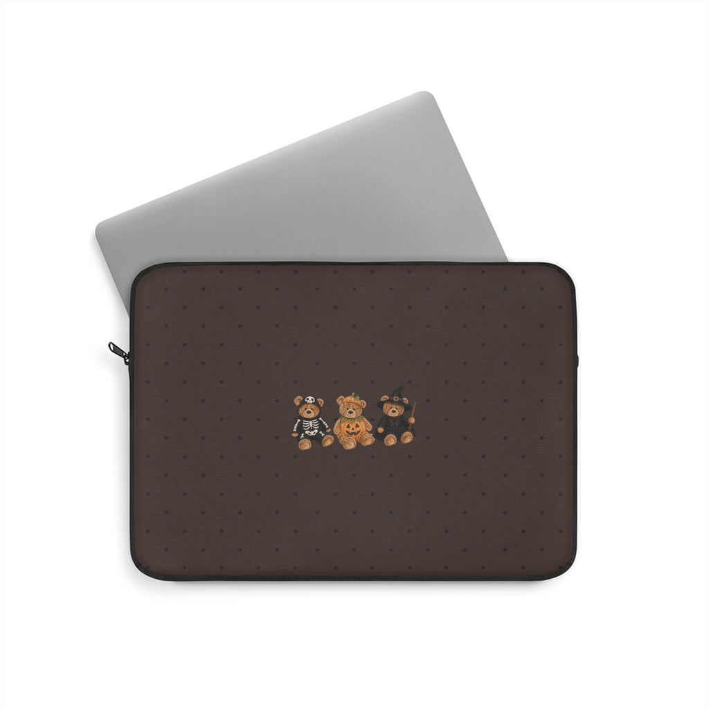 BROWN POLKA DOTS HALLOWEEN TEDDY BEARS KINDLE IPAD & LAPTOP SLEEVE
