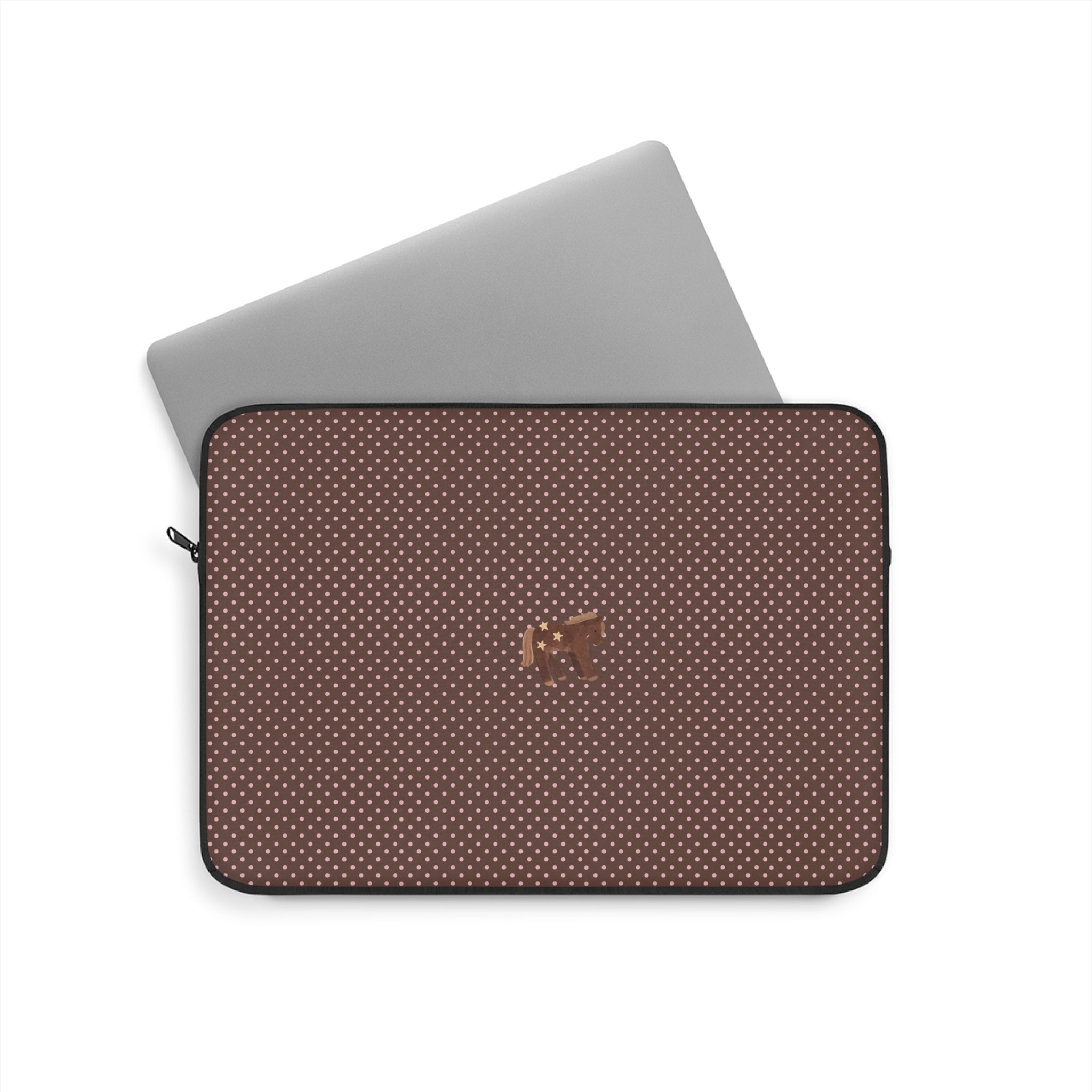 BROWN & PINK POLKA DOTS MINI PONY KINDLE IPAD & LAPTOP SLEEVE