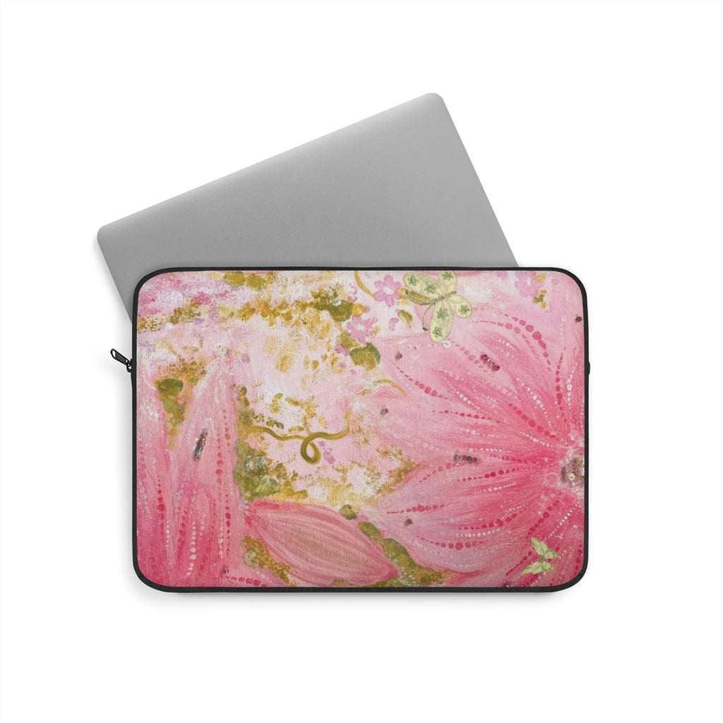 PINK WHIMSY GARDEN FLORAL KINDLE IPAD & LAPTOP SLEEVE
