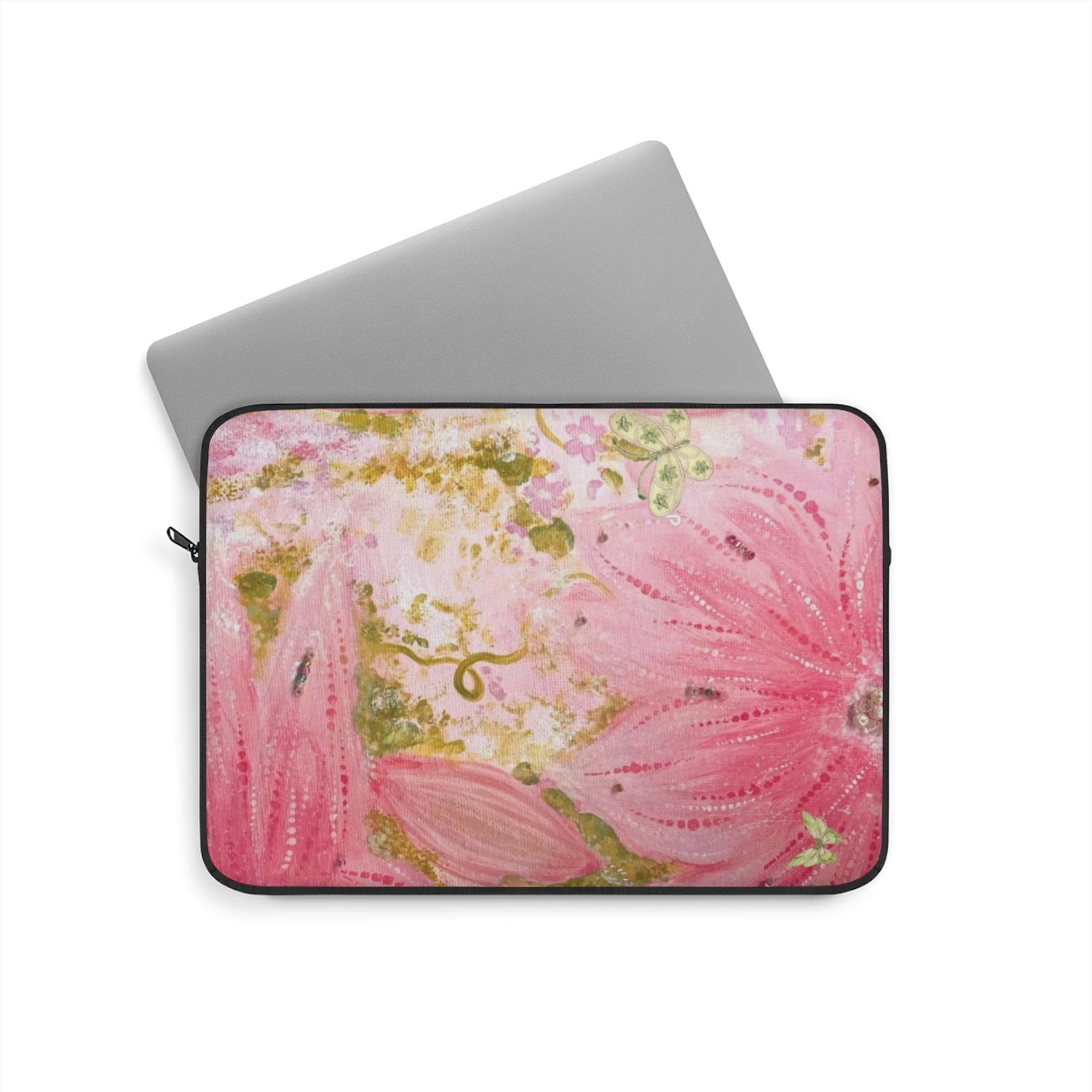 PINK WHIMSY GARDEN FLORAL KINDLE IPAD & LAPTOP SLEEVE