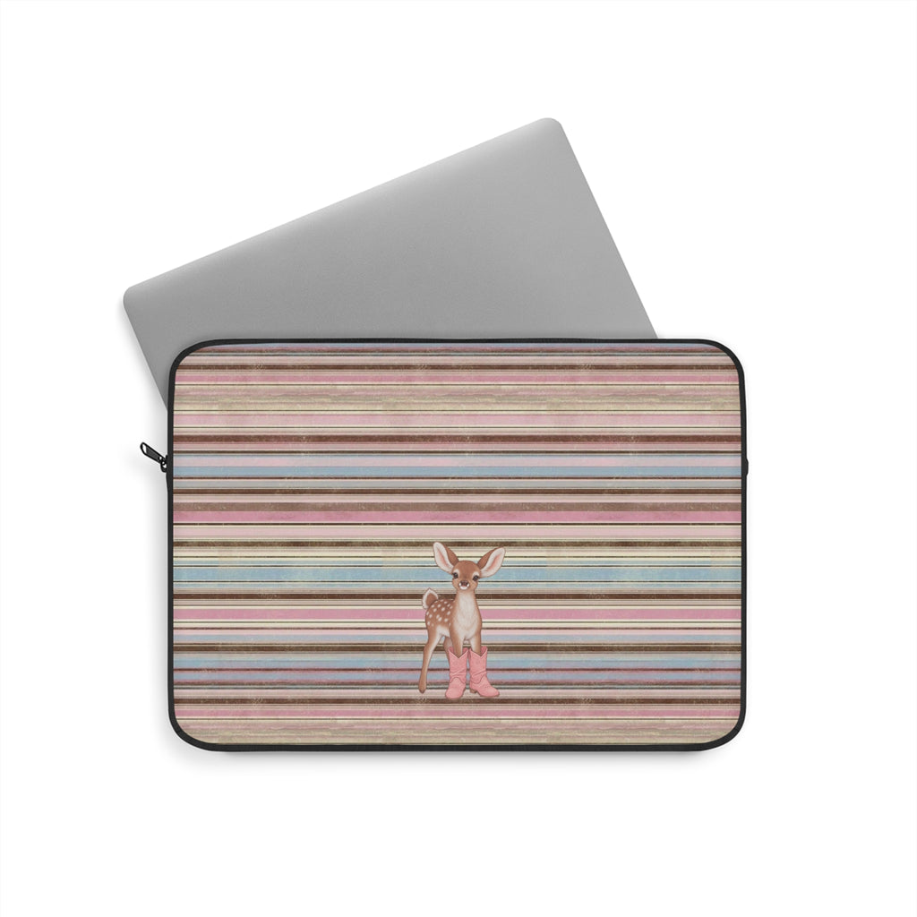 BROWN STRIPES COWBOY BOOTS DEER KINDLE IPAD & LAPTOP SLEEVE