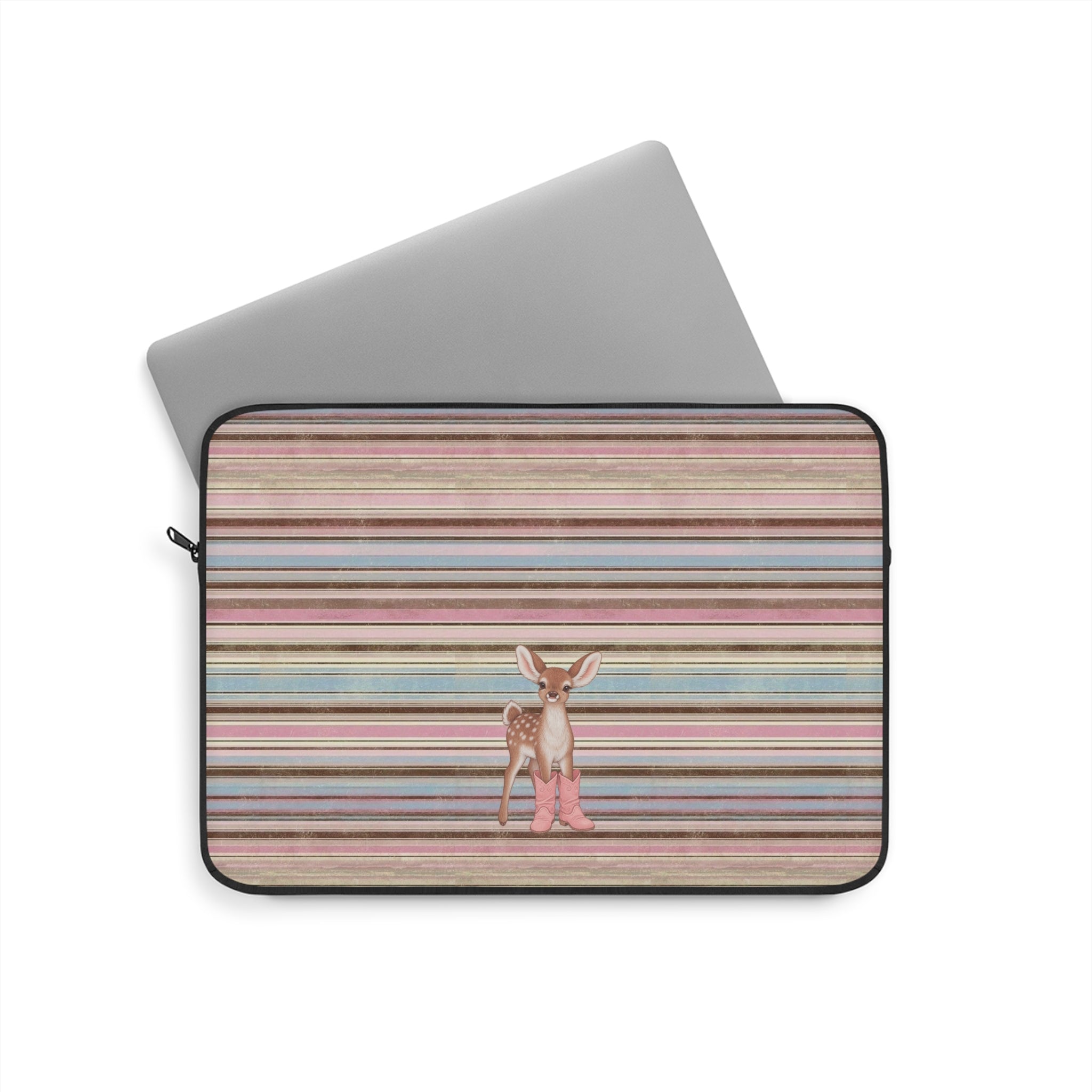 BROWN STRIPES COWBOY BOOTS DEER KINDLE IPAD & LAPTOP SLEEVE