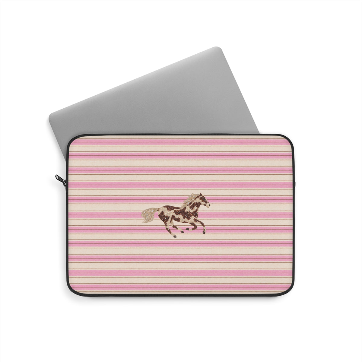BUBBLEGUM CAFÉ STRIPES HORSE KINDLE IPAD & LAPTOP SLEEVE
