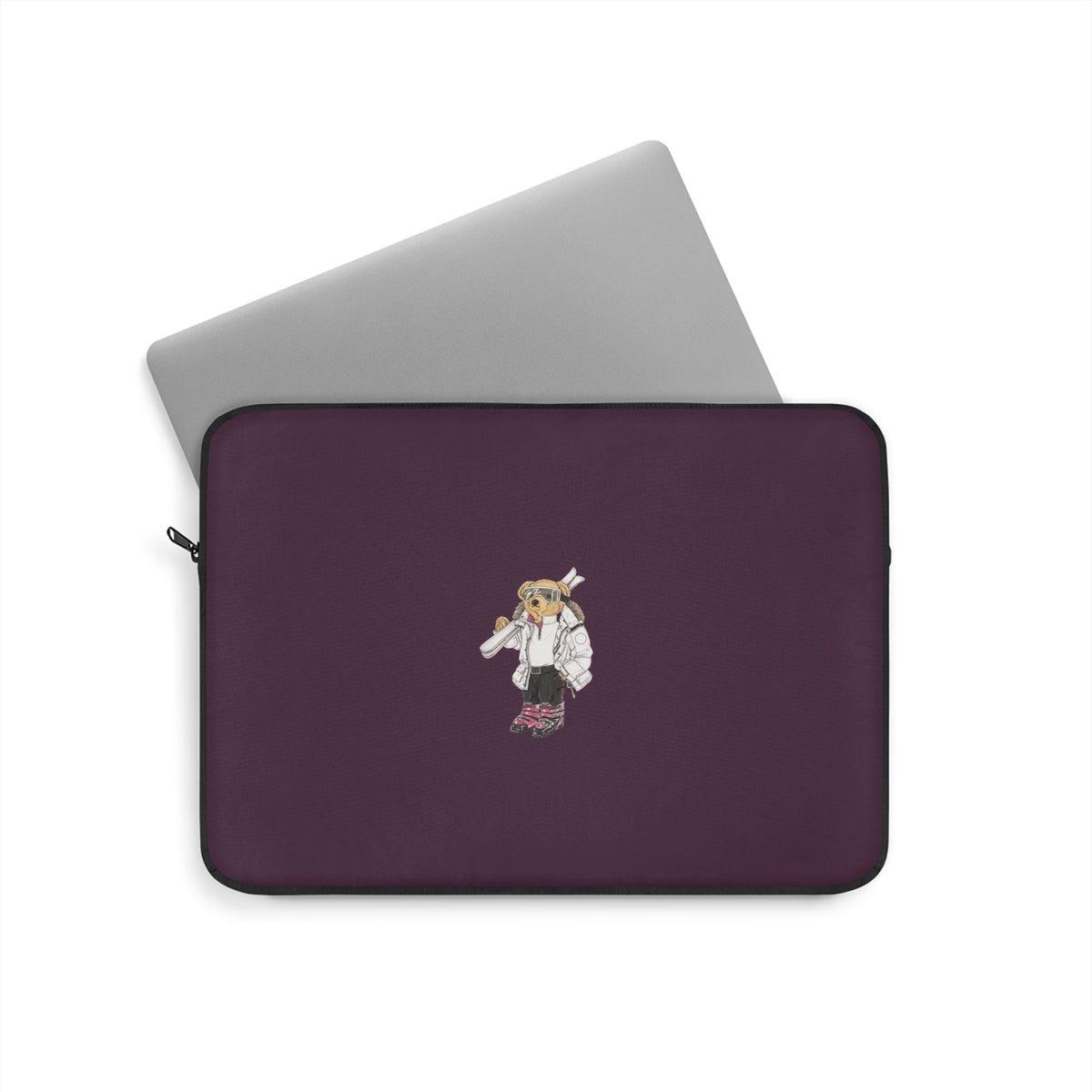 PLUM SKI SPORTS TEDDY BEAR KINDLE IPAD & LAPTOP SLEEVE