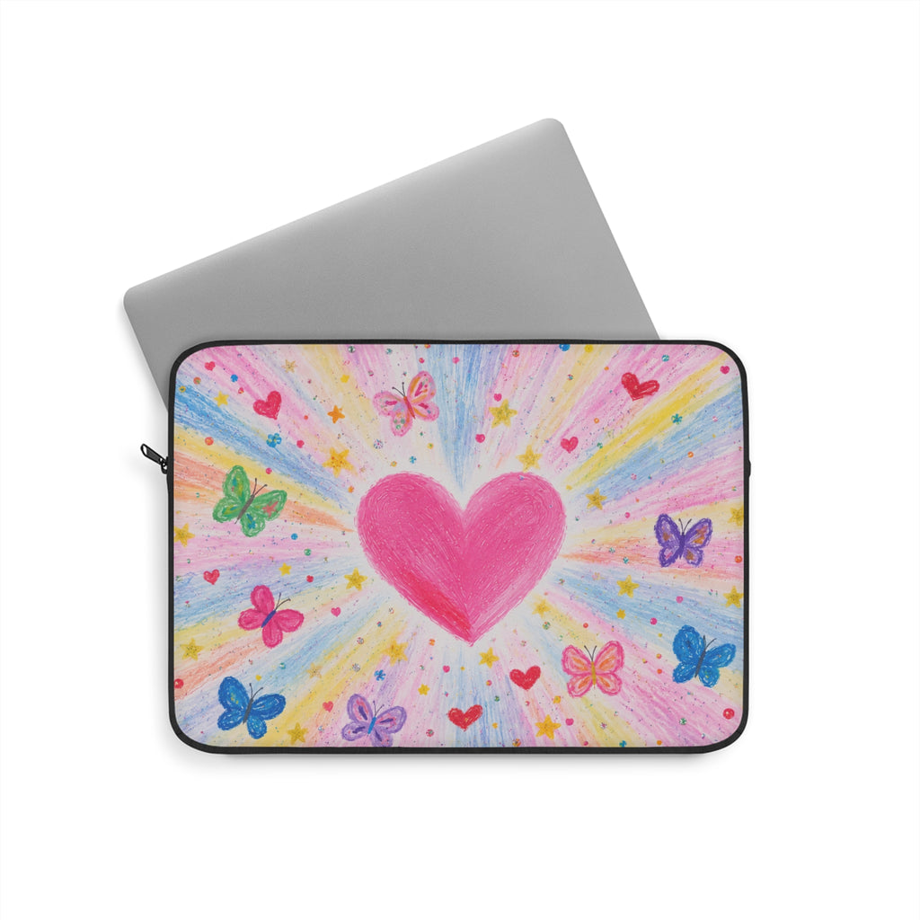 PINK WHIMSY HEART BUTTERFLIES KINDLE IPAD & LAPTOP SLEEVE