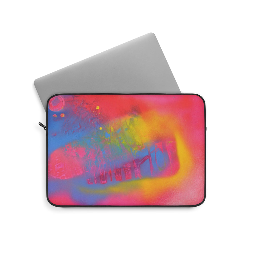 MIRAGE GLOW tablet & laptop sleeve with rainbow abstract print, zip closure