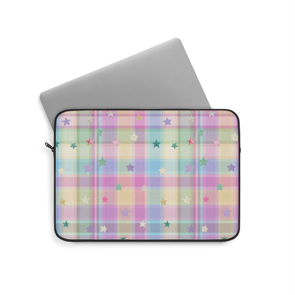 RAINBOW PASTEL PLAID STARS KINDLE IPAD & LAPTOP SLEEVE