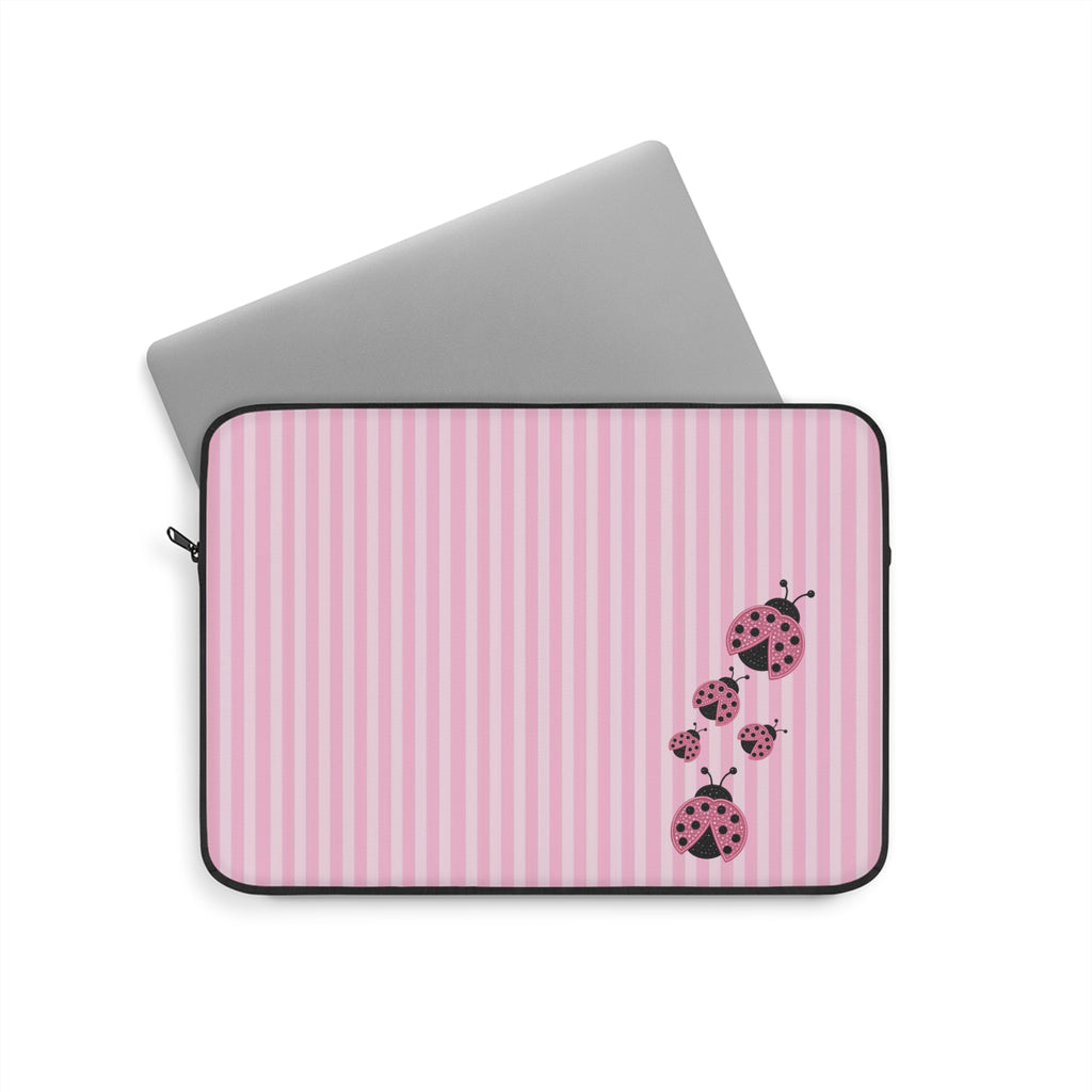 PINK STRIPES LADYBUGS KINDLE IPAD & LAPTOP SLEEVE