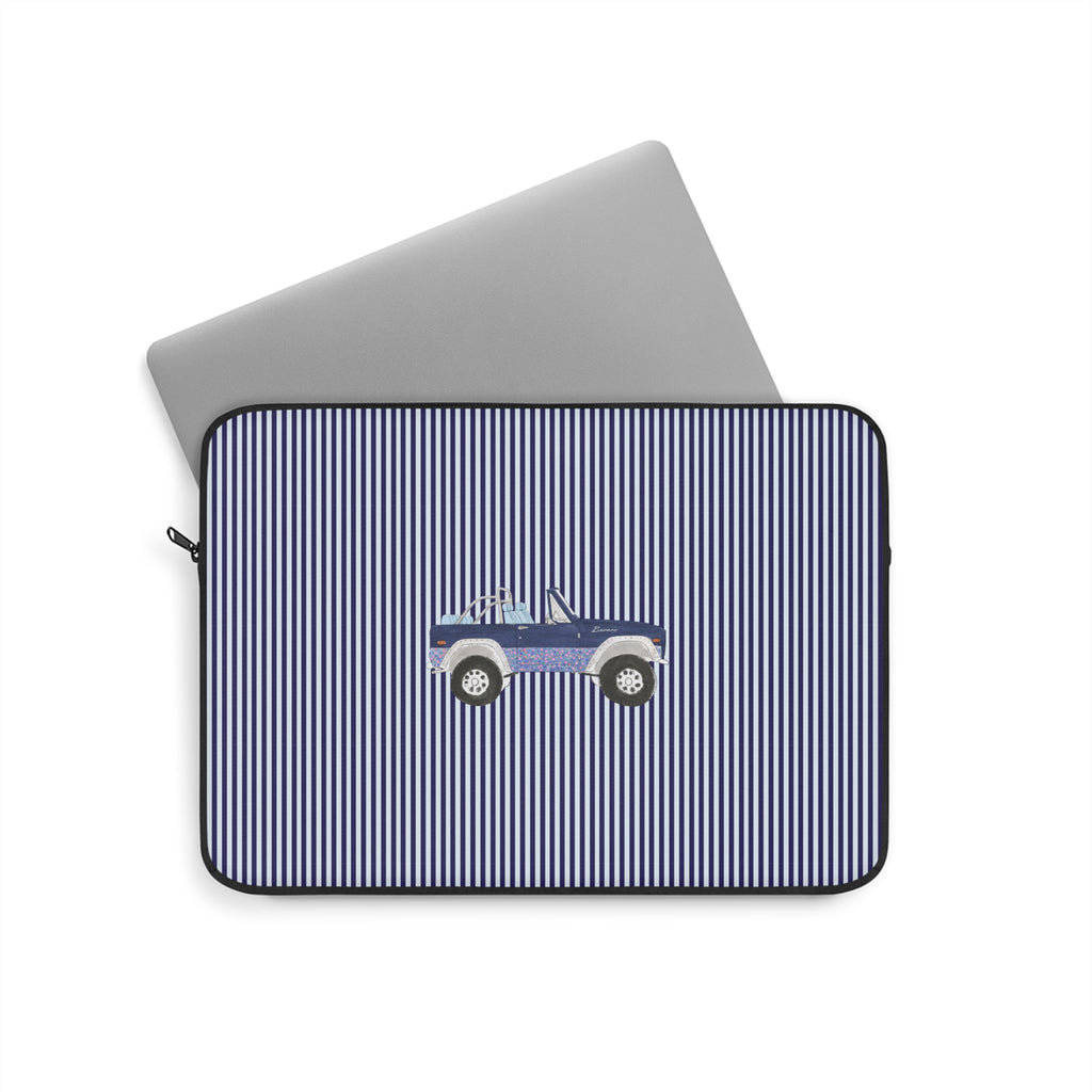 BLUE STRIPES NAVY VINTAGE FLORAL BRONCO KINDLE IPAD & LAPTOP SLEEVE