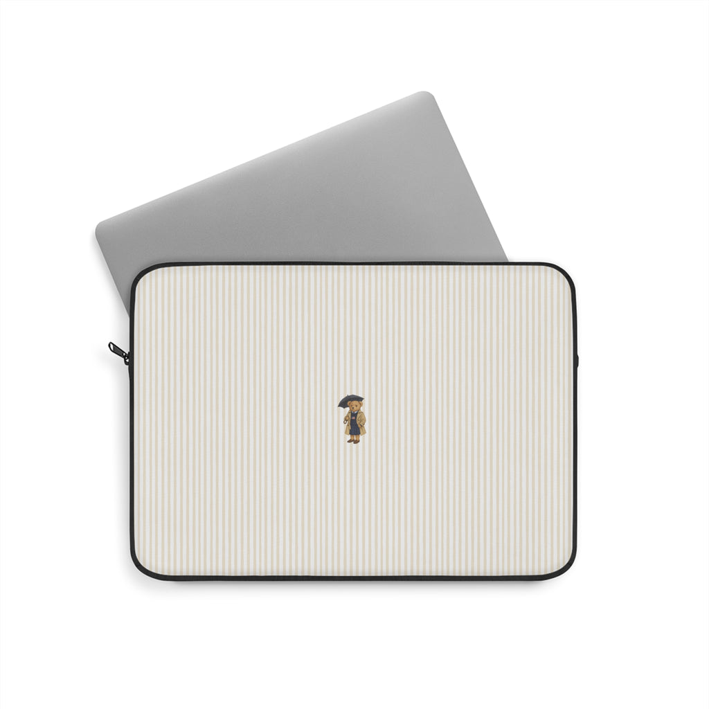 BEIGE STRIPES LONDON TEDDY BEAR KINDLE IPAD & LAPTOP SLEEVE