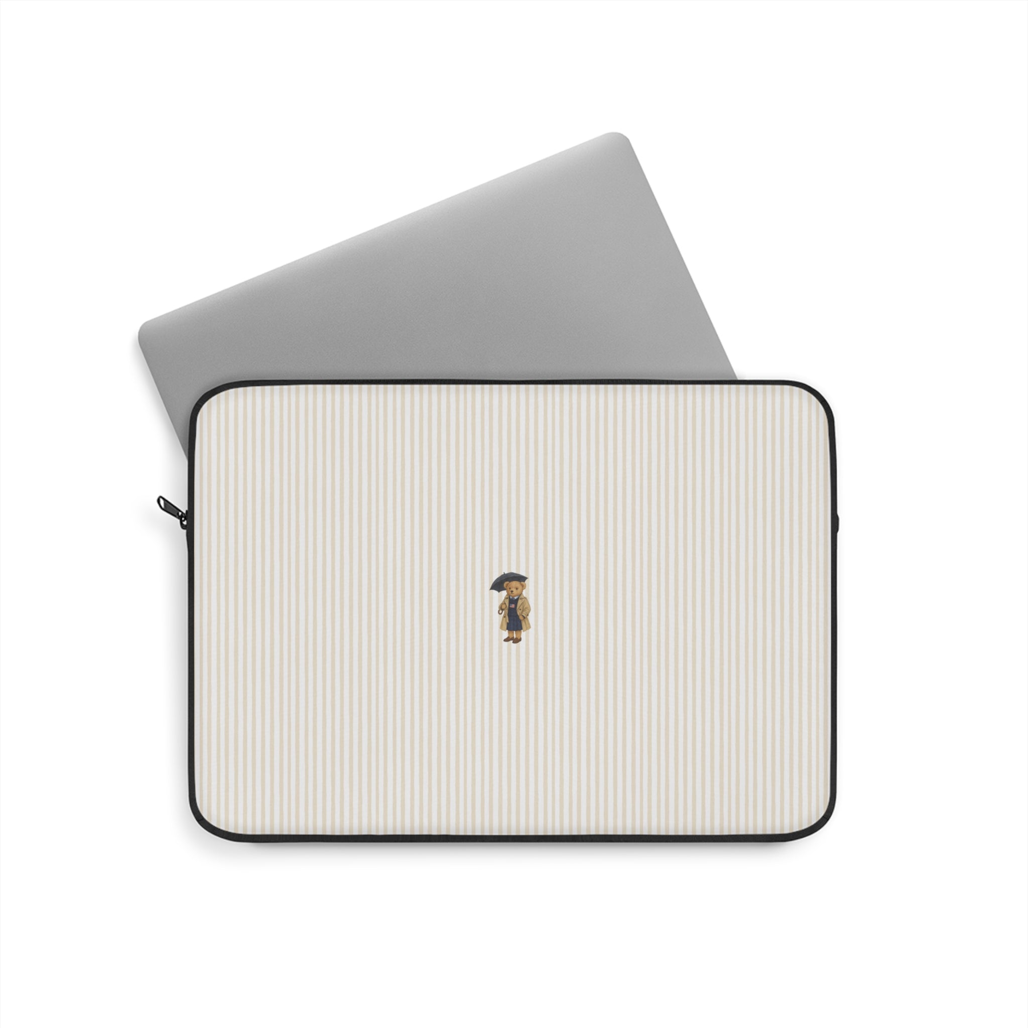 BEIGE STRIPES LONDON TEDDY BEAR KINDLE IPAD & LAPTOP SLEEVE