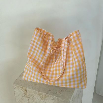 GINGHAM BOW TOTE BAG