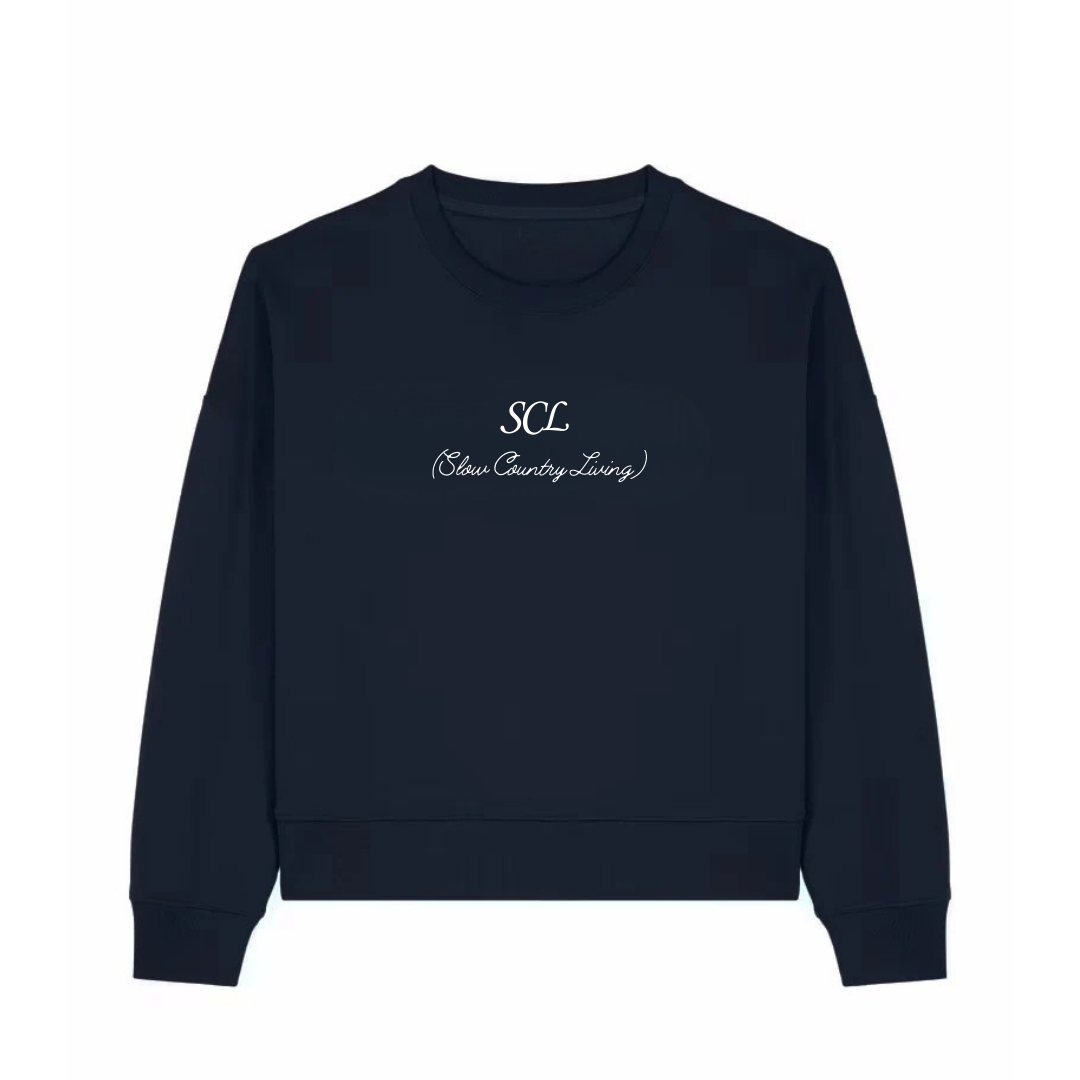 SLOW COUNTRY LIVING NAVY BLUE COZY CREWNECK