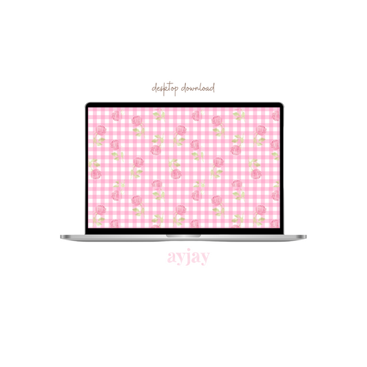 AYJAY PINK GINGHAM FLORAL SCREENSAVER