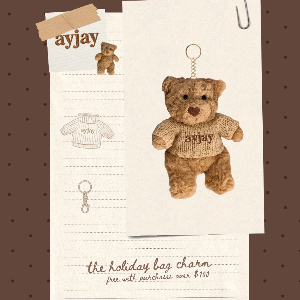 LIMITED EDITION AYJAY HOLIDAY TEDDY BAG CHARM