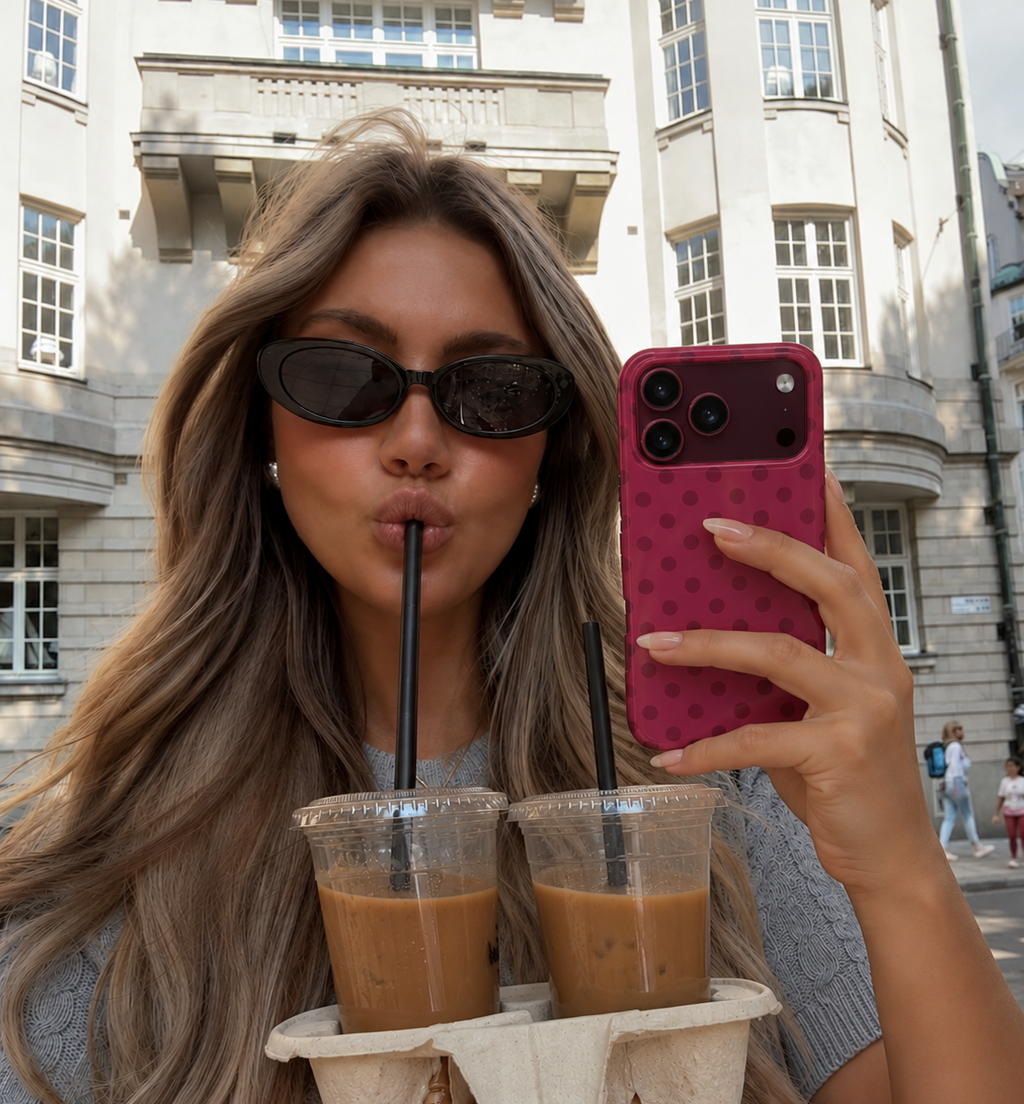 CRANBERRY POLKA DOTS PHONE CASE