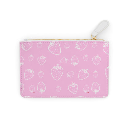 PINK STRAWBERRIES LEATHER POUCH