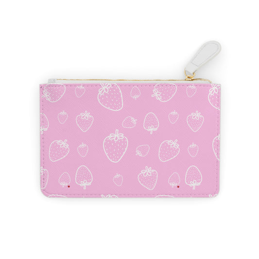 PINK STRAWBERRIES LEATHER POUCH