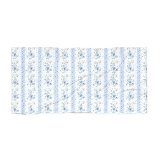 BLUE STRIPES FLORAL BEACH TOWEL
