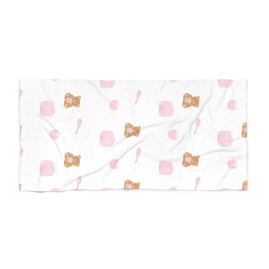 TEDDY BEAR PINK VANITY BEACH TOWEL
