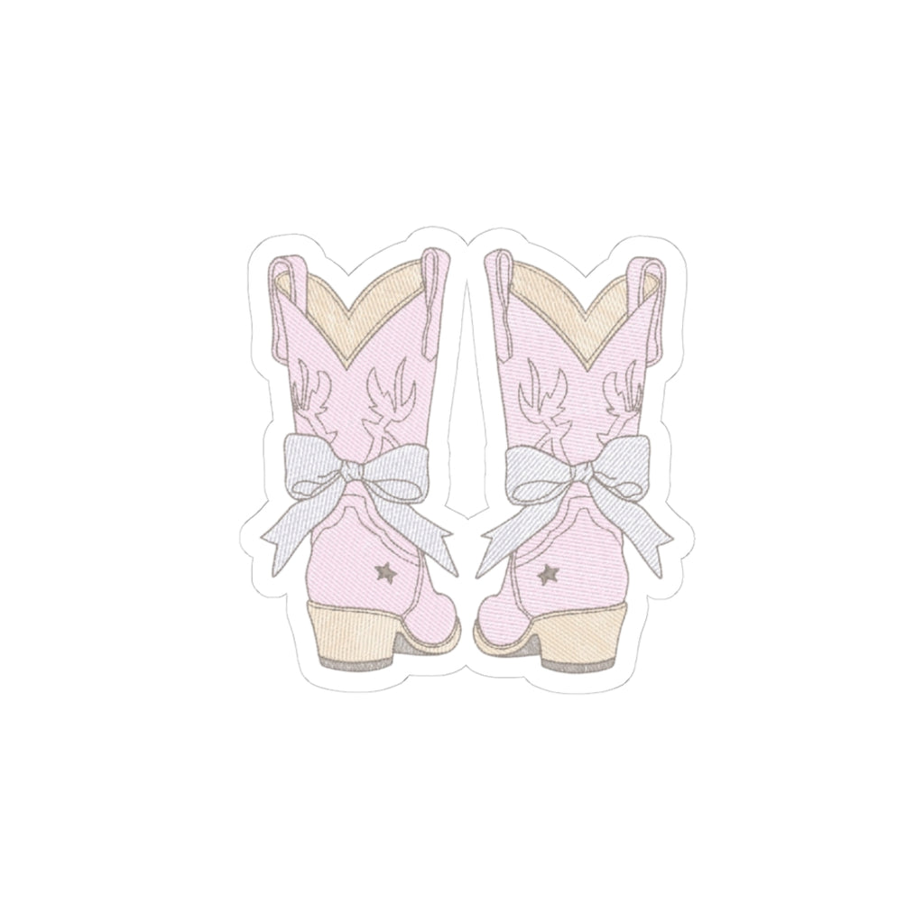 PINK DENIM COWGIRL BOW BOOTS STICKER