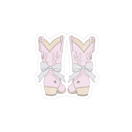 PINK DENIM COWGIRL BOW BOOTS STICKER