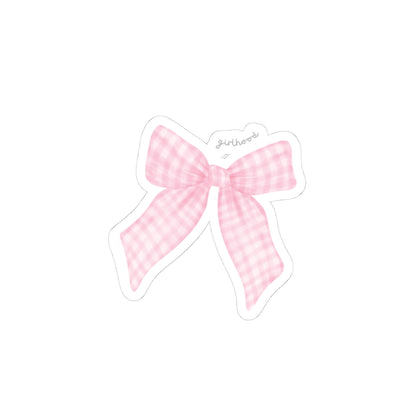PINK GINGHAM BOW GIRLHOOD STICKER