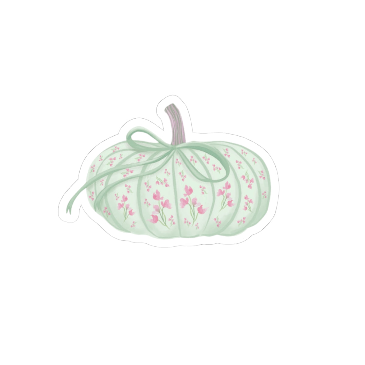 GREEN DITSY FLORAL PUMPKIN STICKER