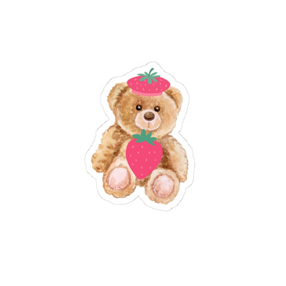 TEDDY BEAR STRAWBERRY COSTUME STICKER