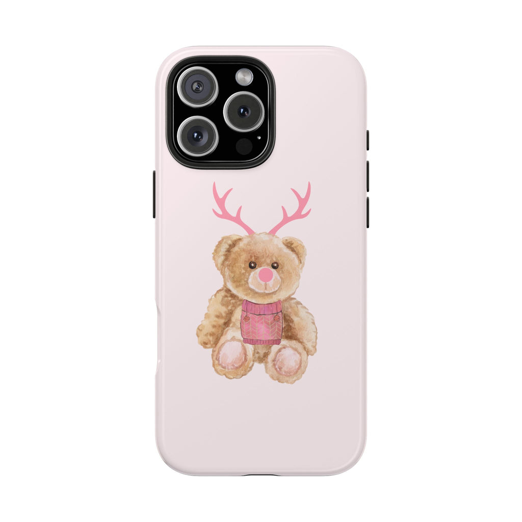LIGHT PINK REINDEER TEDDY PHONE CASE