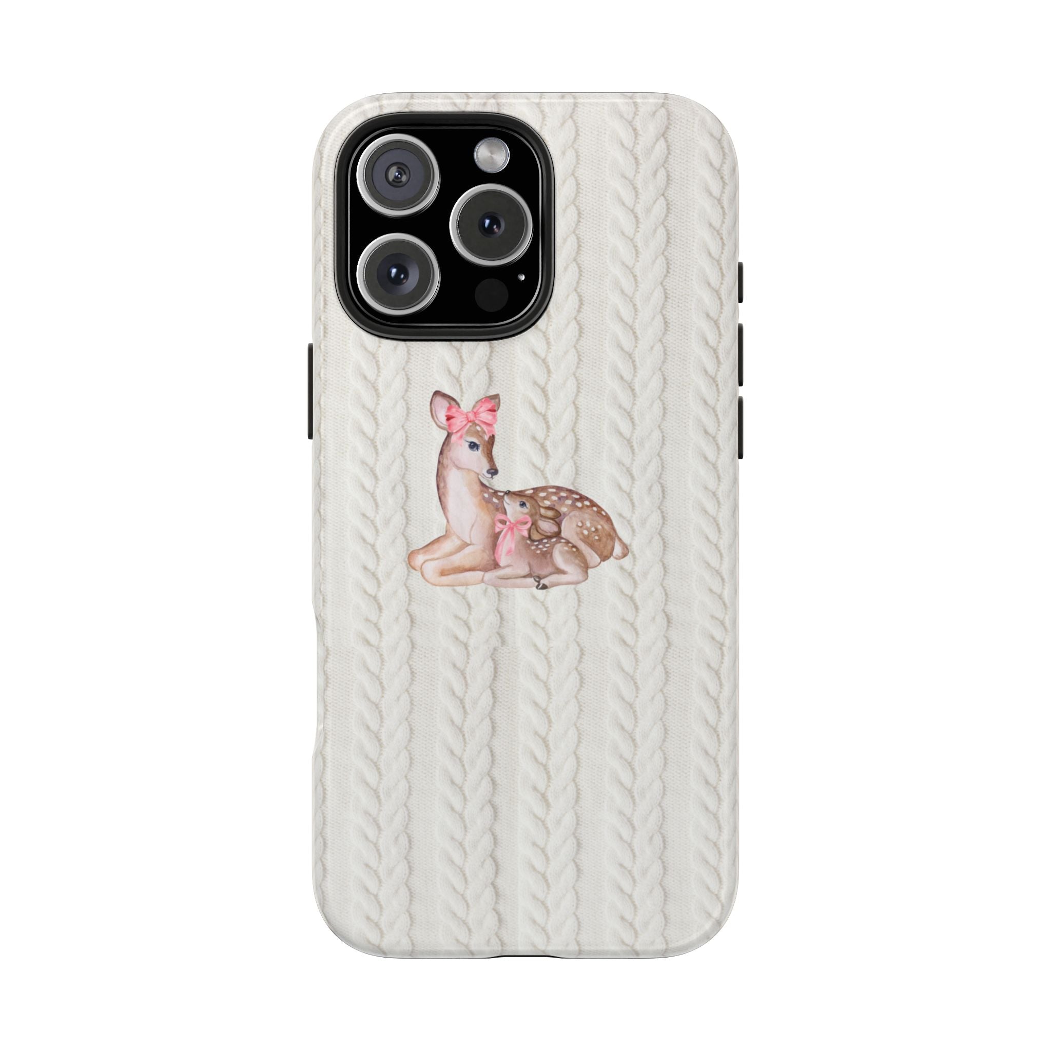SWEATER KNIT PINK BOW DEER PHONE CASE