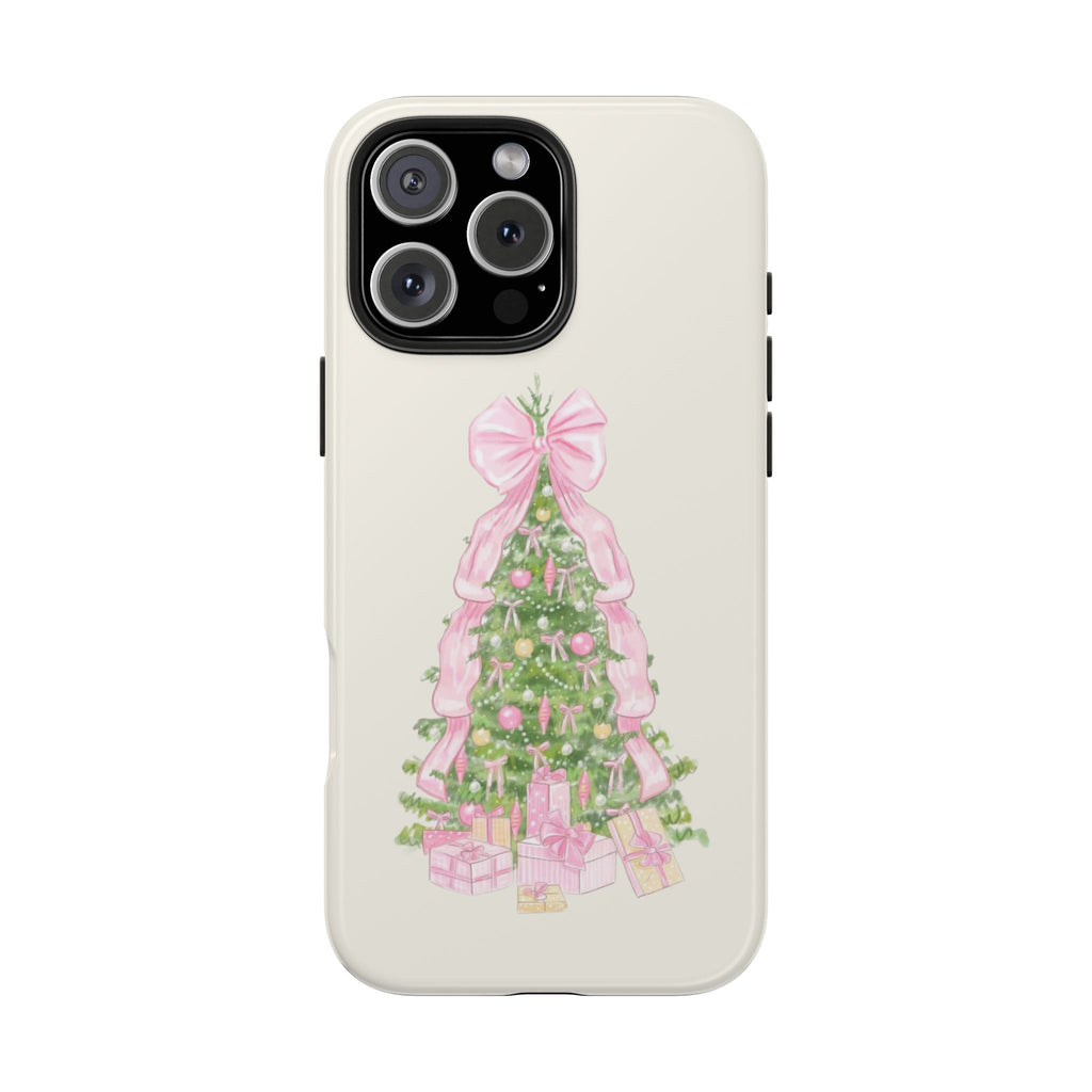 PINK BOW CHRISTMAS TREE PHONE CASE