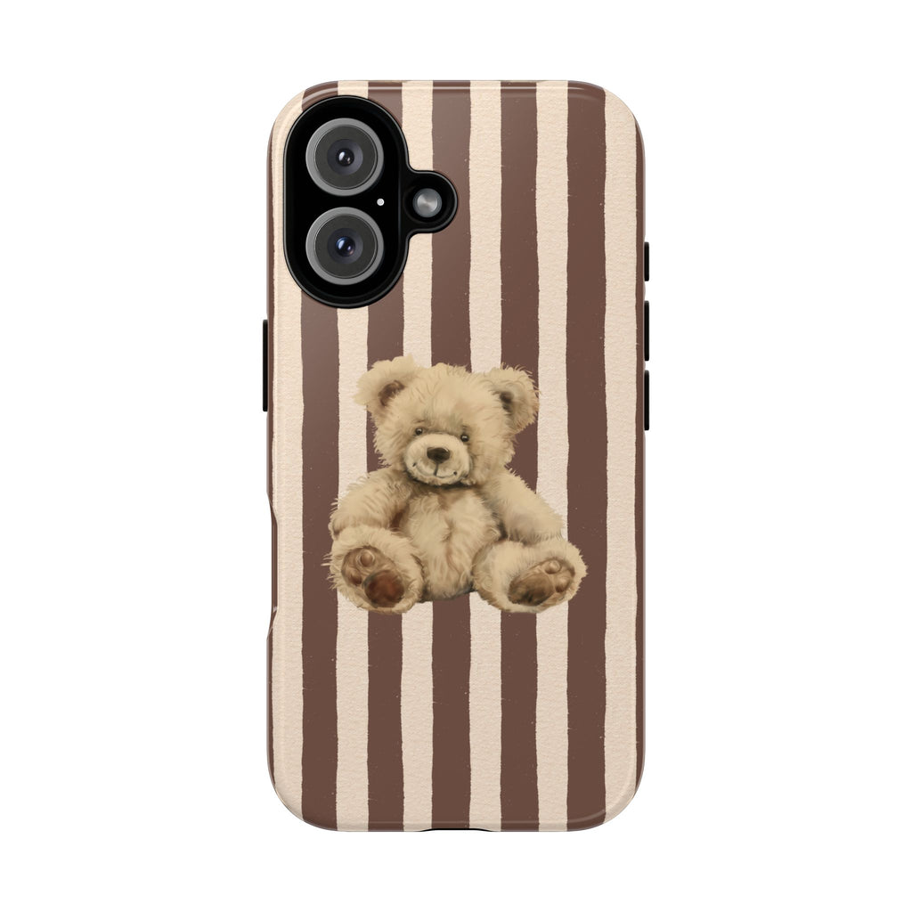 BROWN STRIPES TEDDY BEAR PHONE CASE
