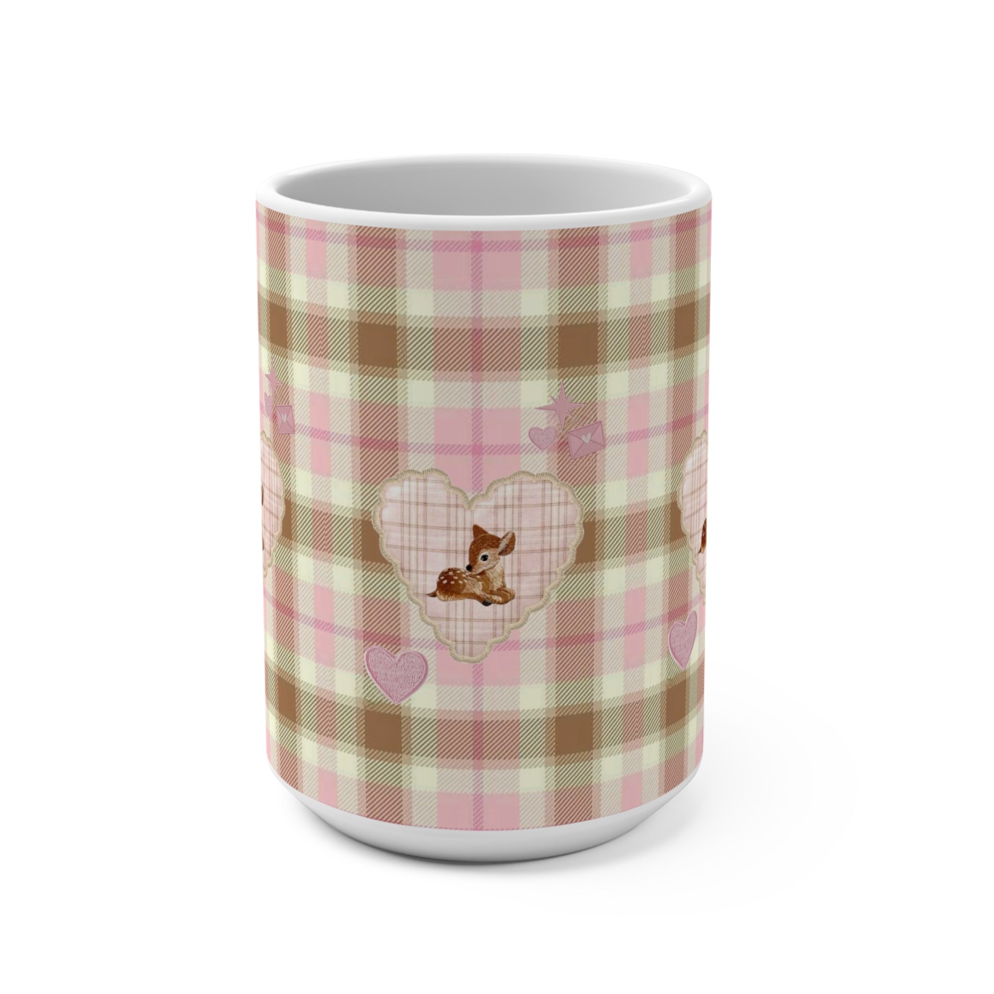 PLAID DEER HOLIDAY CERAMIC MUG