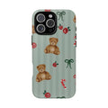 SAGE STRIPES TEDDY BEAR PHONE CASE