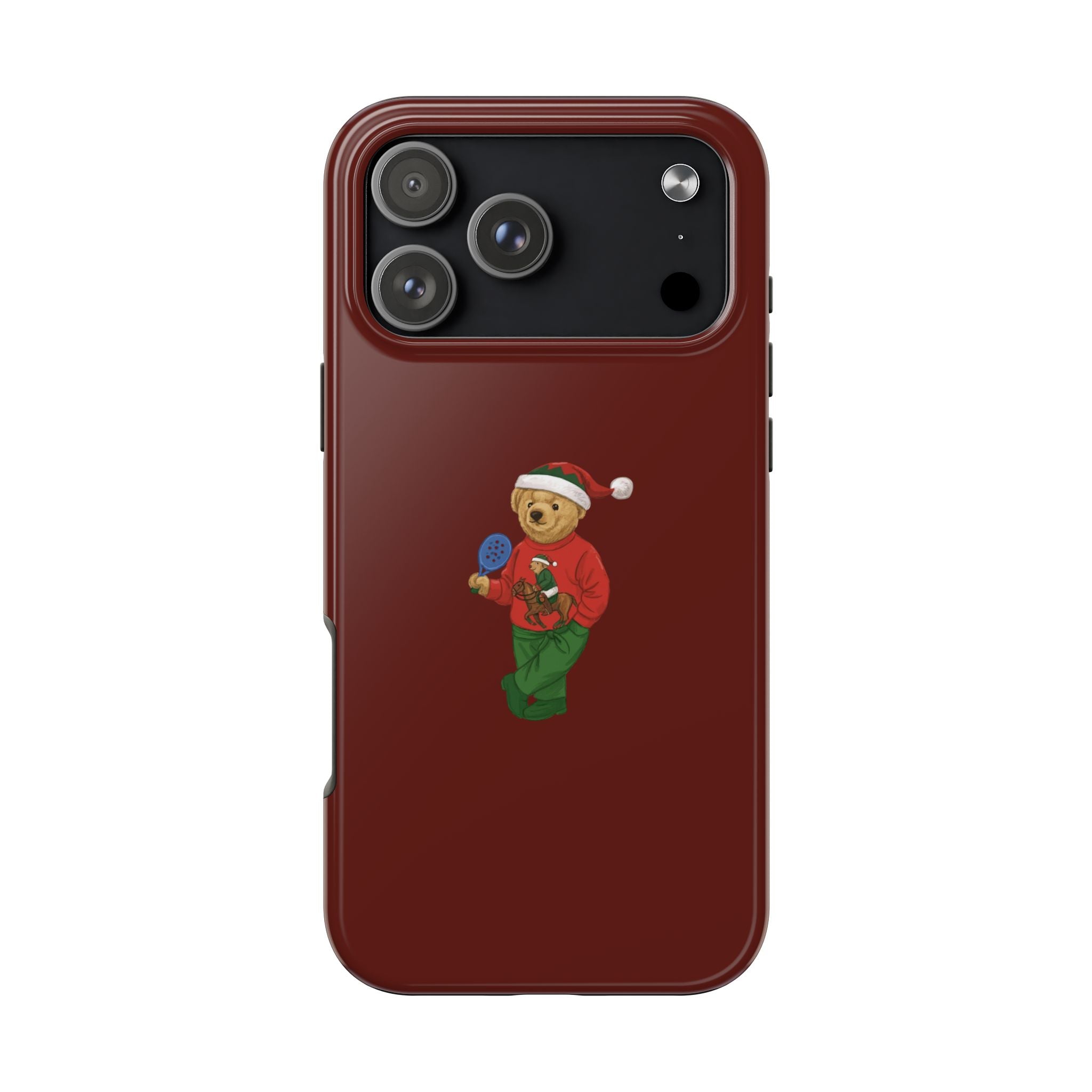 RED RL CHRISTMAS PICKLEBALL BEAR PHONE CASE