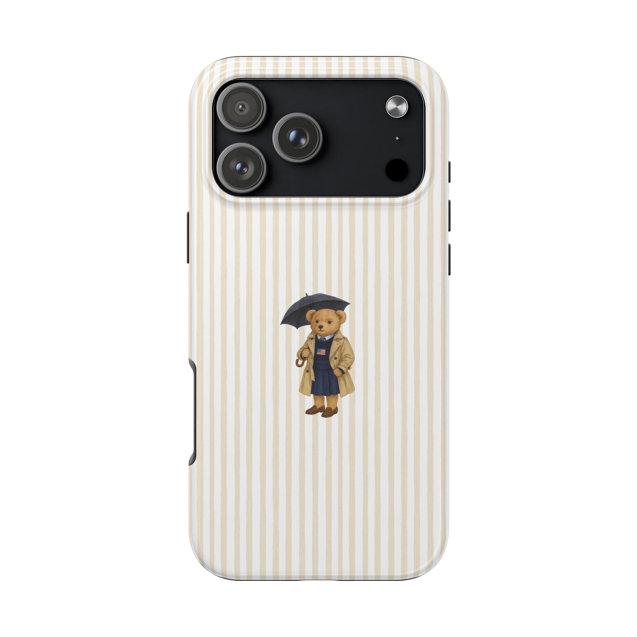 BEIGE STRIPES RL CHRISTMAS TEDDY BEAR PHONE CASE