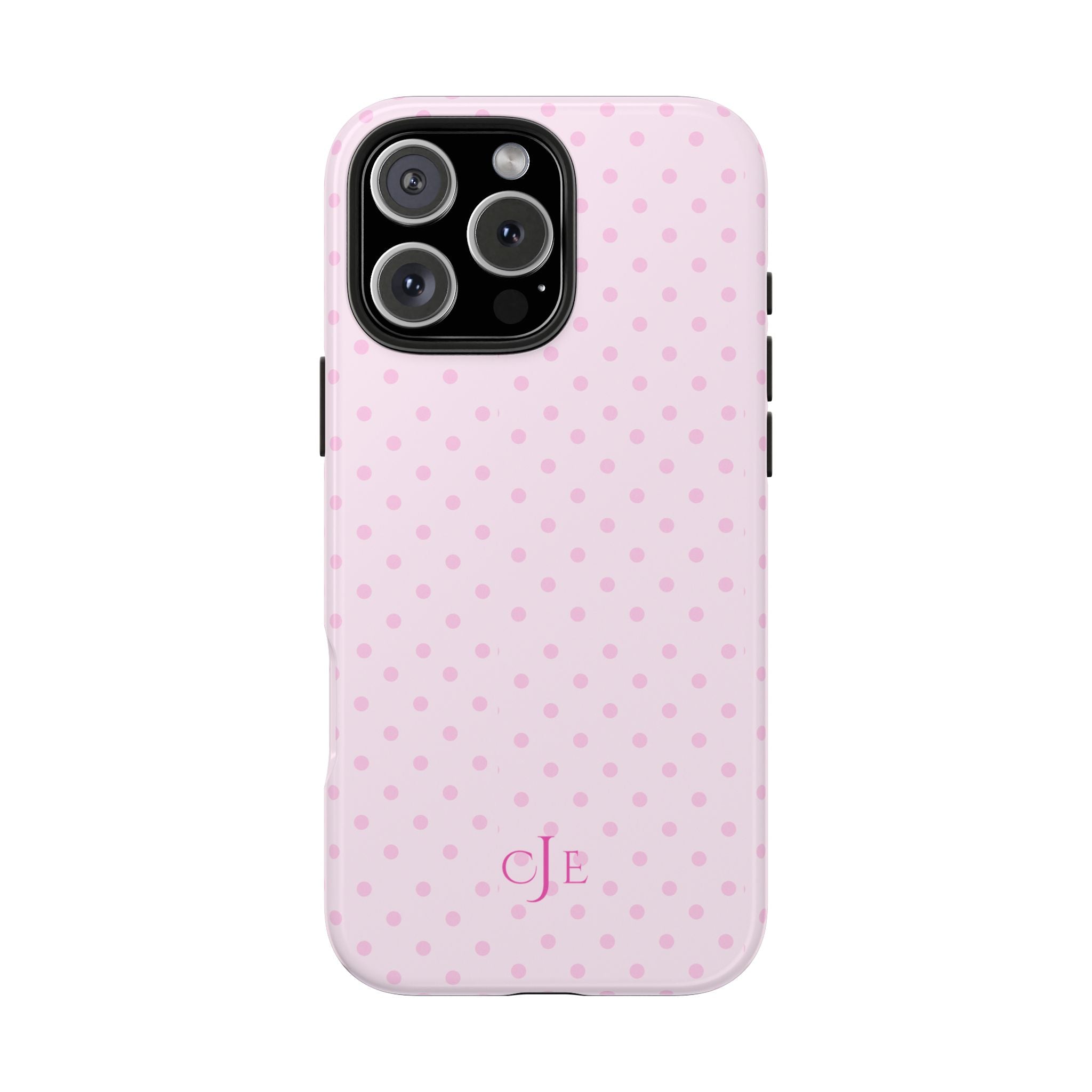 PERSONALIZED NAME CUSTOM PINK POLKA DOT MONOGRAM PHONE CASE
