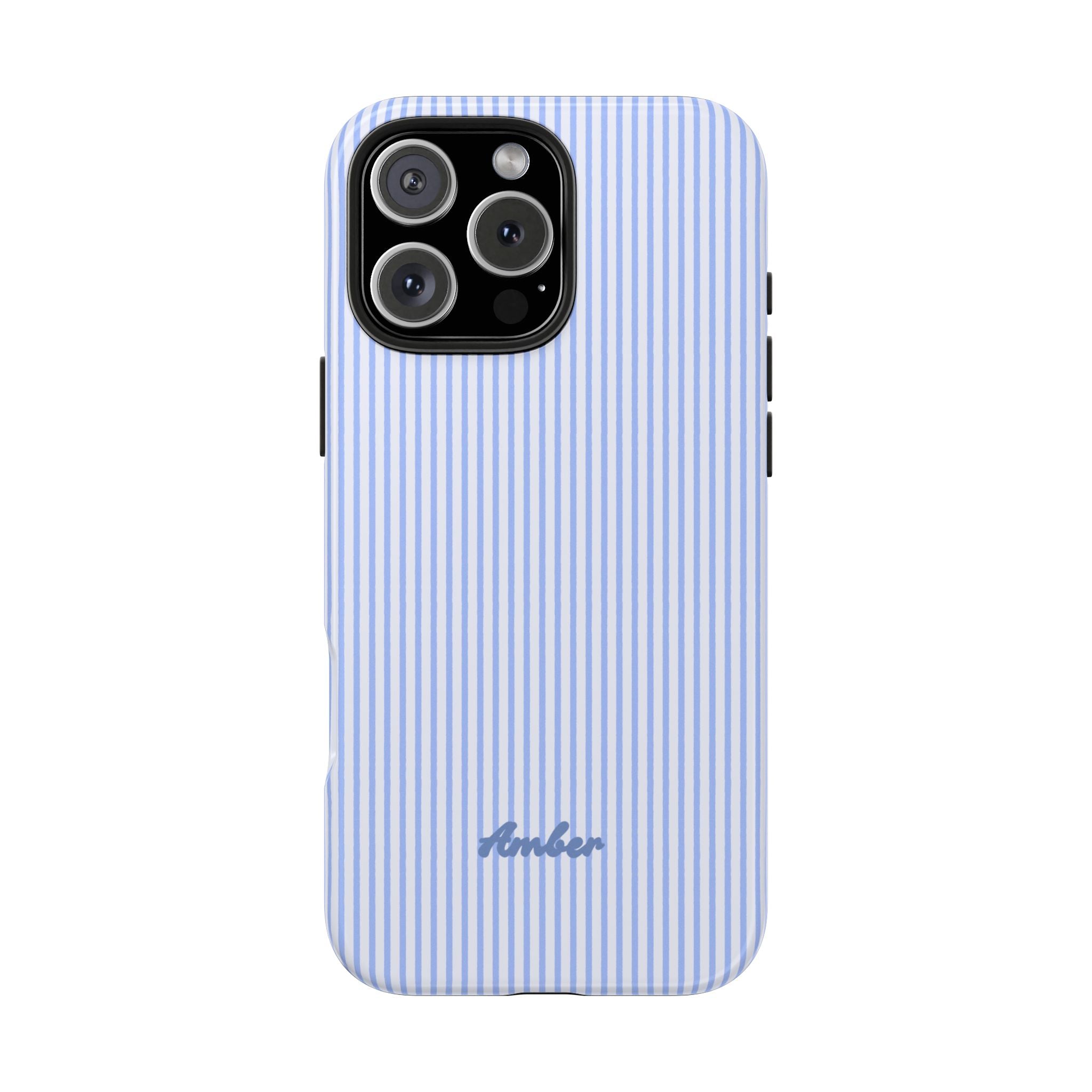 PERSONALIZED NAME CUSTOM BLUE STRIPES PHONE CASE