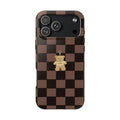 BROWN CHECKERED TEDDY BEAR PHONE CASE
