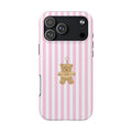 PINK STRIPES TEDDY BEAR PHONE CASE