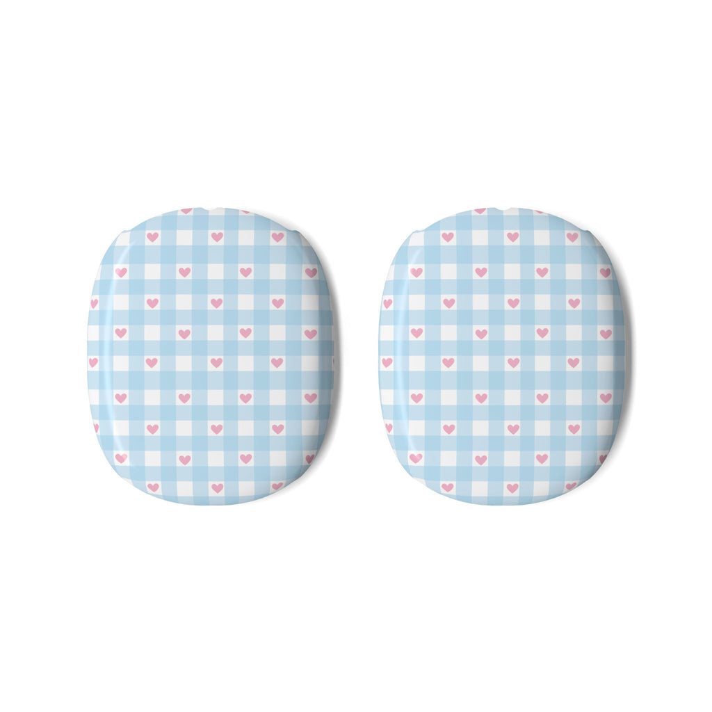 BLUE GINGHAM PINK HEARTS AIRPODS MAX CASE COVERS