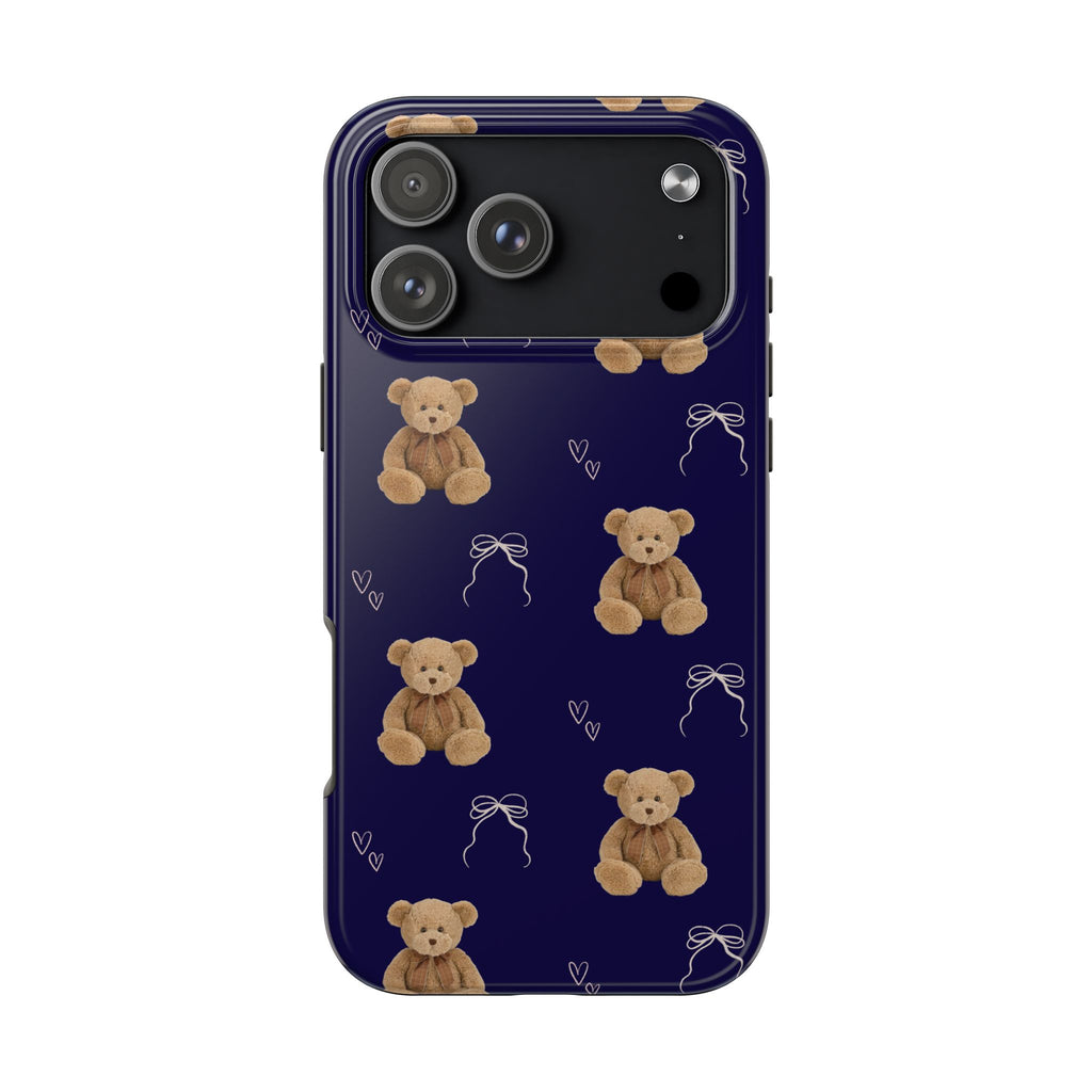 NAVY BLUE TEDDY BEAR BOW PHONE CASE