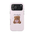 LOS ANGELES HAS MY HEART TEDDY BEAR PINK STRIPES PHONE CASE