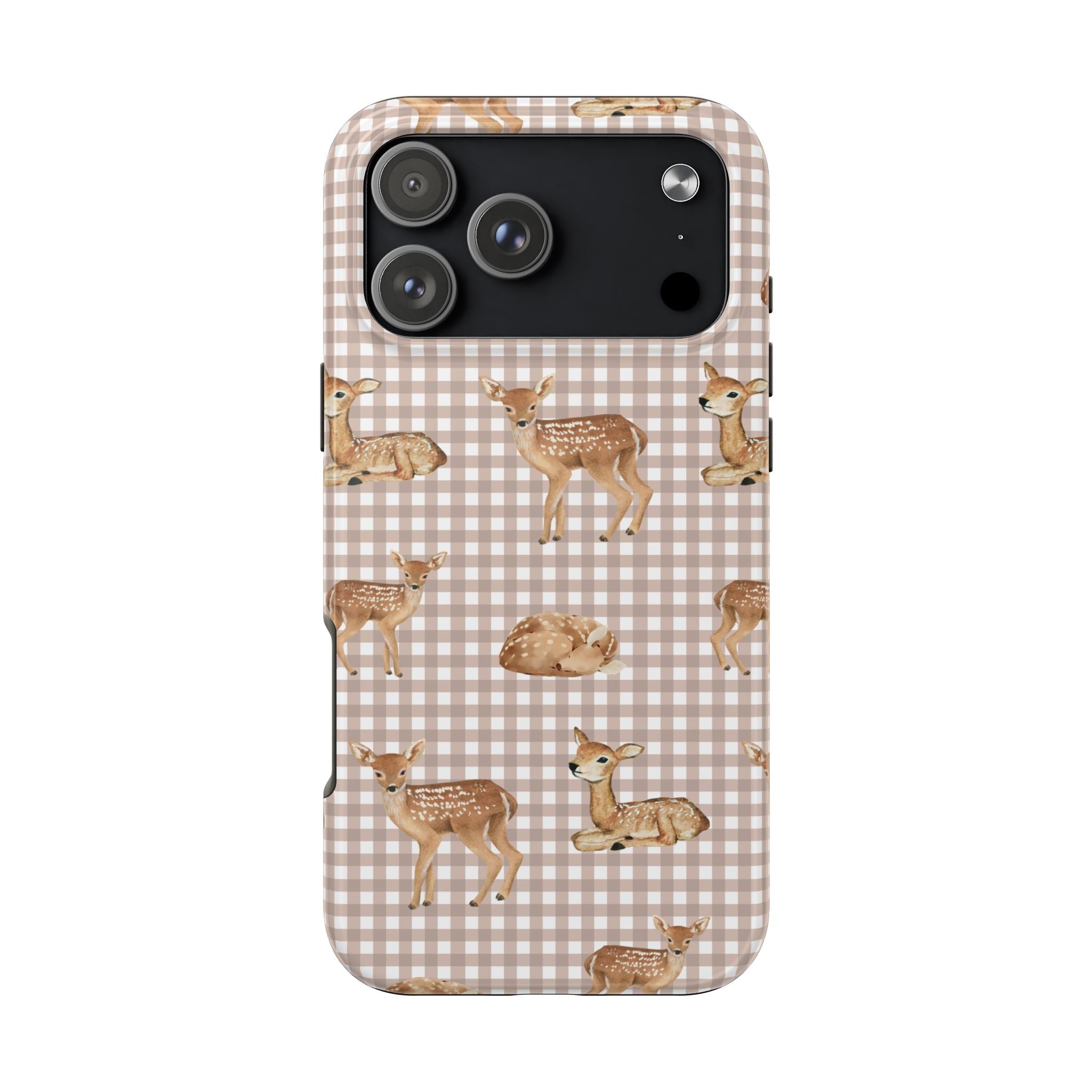 BEIGE GINGHAM DEER PHONE CASE