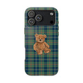 GREEN BLUE PLAID TEDDY BEAR PHONE CASE