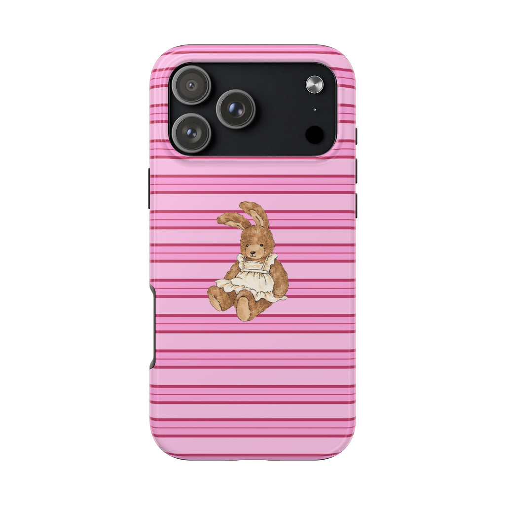 PINK STRIPES BUNNY PHONE CASE