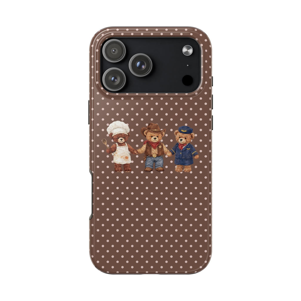 BROWN POLKA DOTS RL TEDDY BEARS PHONE CASE
