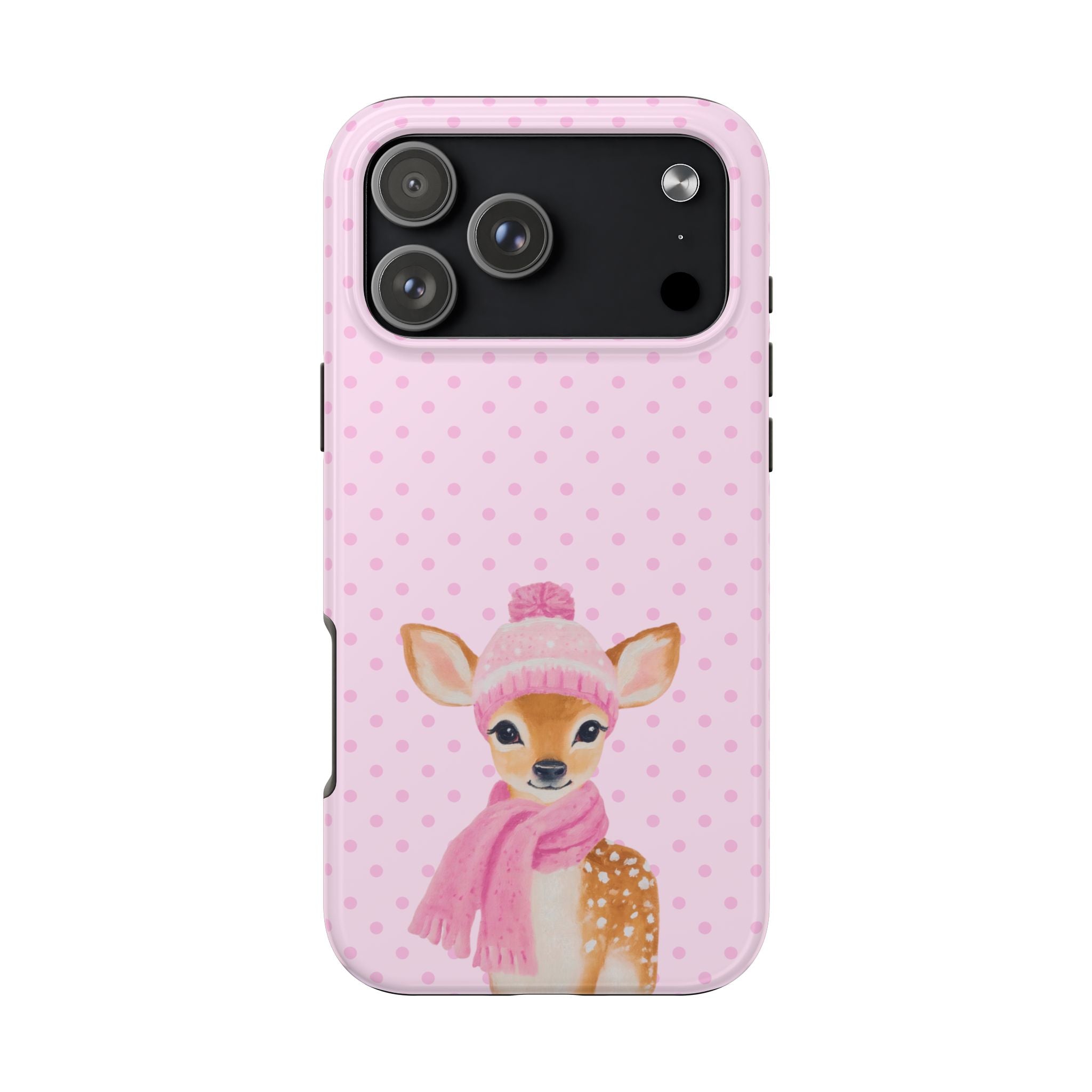PINK POLKA DOTS COQUETTE DEER PHONE CASE