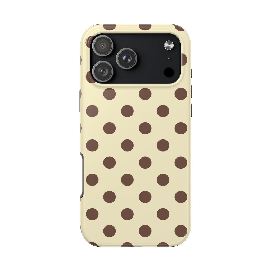 BUTTER YELLOW BROWN POLKA DOTS PHONE CASE